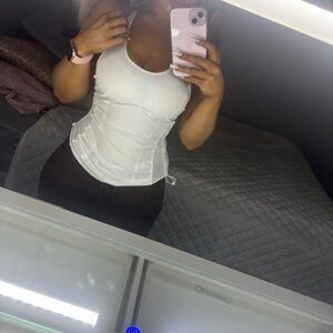 Athleta White Perforated Razorback Tank Top with adjustable sides Size XXS